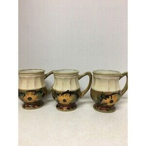 Certified International Margaret Le Van Designs Footed Sunflower Mugs Set of 3